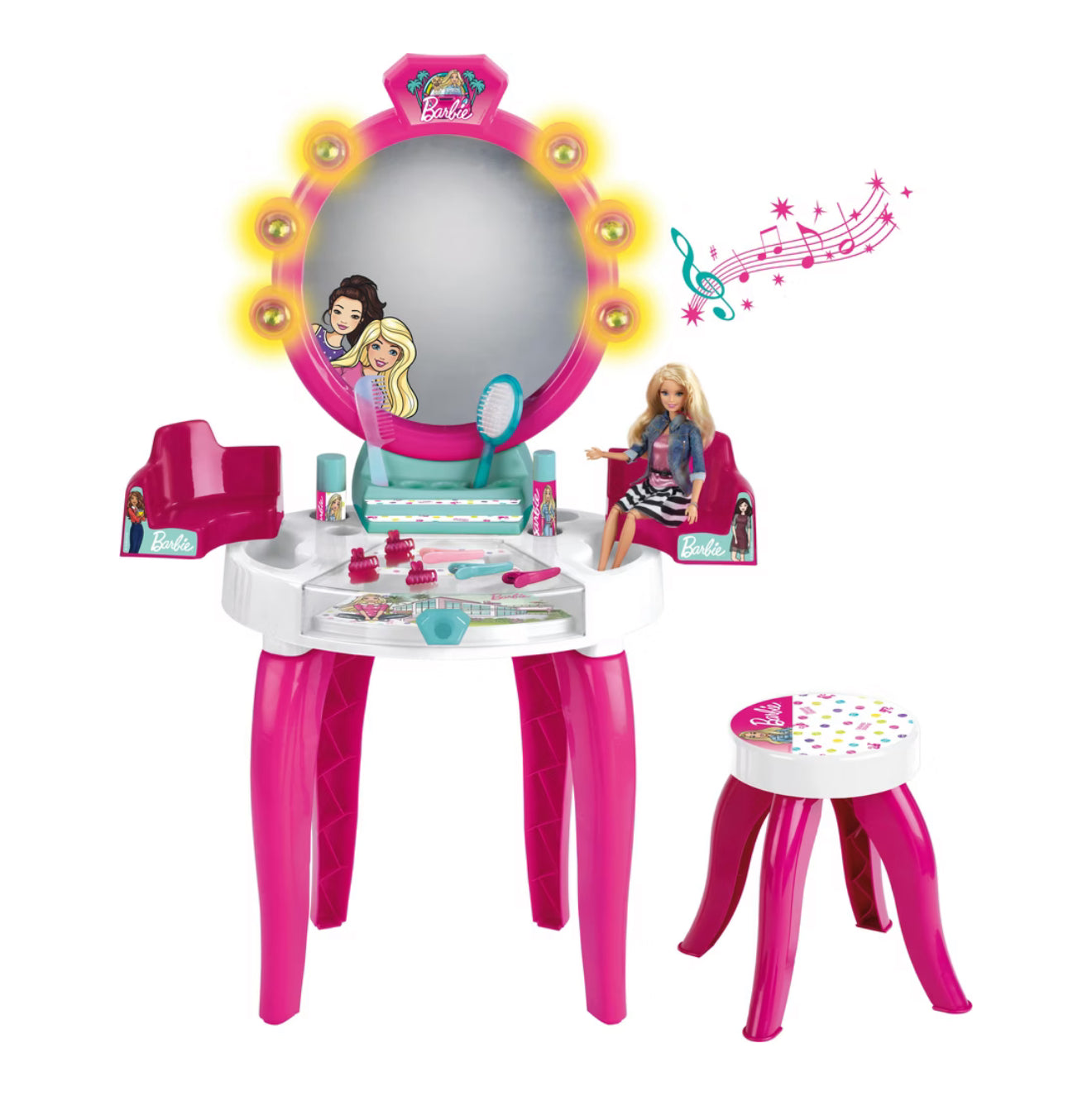 Barbie Παιδικό Σετ Ομορφιάς με Καθρέφτη, Σκαμπό & Αξεσουάρ 90cm