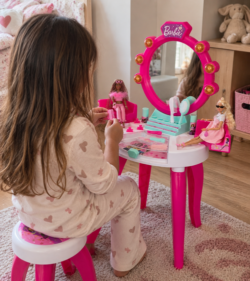 Barbie Παιδικό Σετ Ομορφιάς με Καθρέφτη, Σκαμπό & Αξεσουάρ 90cm
